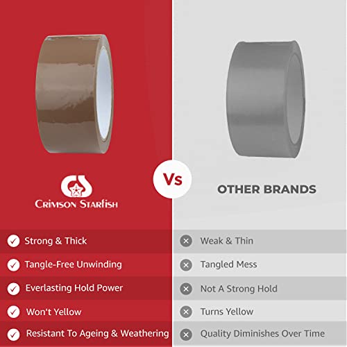 Crimson Starfish 12 x Brown Packaging Tape Rolls 48mm x 66m | Packaging Tape for Packing Parcels, Boxes, Postage, Moving House | Adhesive Parcel & Brown Packing Tape | Moving Out Essentials - Image 3