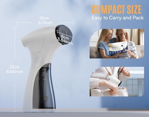 OLAYMEY Clothes Steamer 1600W, Handheld Steamer Clothing 25g Jet Steam Rate for Home Travel, Portable Garment Steamer Iron Removes Wrinkle and Odours with Detachable Water Tank-GY2000 - Image 5