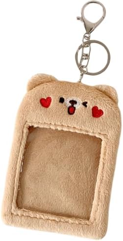 Cute Rabbit Plush Photo Holder, ID Card Holder with Keychain, Protective Case for Photocards, Bank Card, Backpack, Decoration for Backpack, Gift for Girls and Fans (A14)