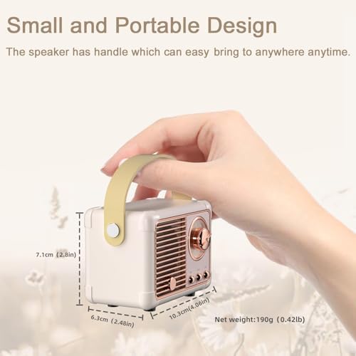 Retro Portable Bluetooth Speaker Teenage Girls Gifts Birthday Presents for Women,Her&Him,Kids,Adults,Boy Bluetooth Speaker Hands-Free Calling Support AUX,TF Card/U-Disk Bedroom Decor XMAS Gifts(Beige) - Image 2