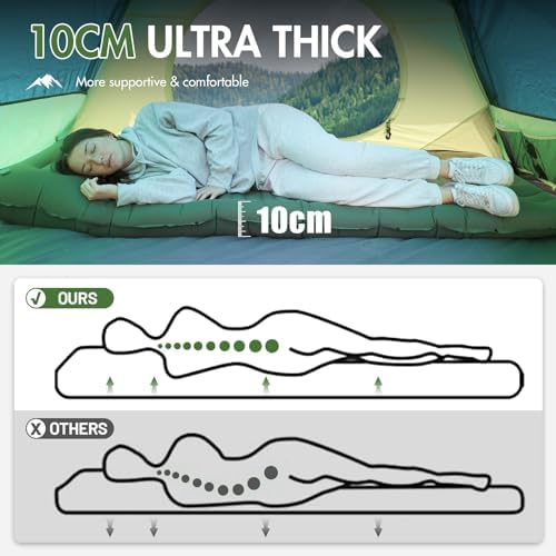 Portal Camping Mattress Single 10cm Thick with Foot Pump Inflatable Camping Mat Sleeping Pad Inflating Tent Mattress Camp Air Bed for Adults Lightweight Roll Mat Portable Outdoor Backpack - Image 3