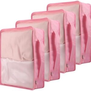 Nagoyuki 4 PCS Large Packing Cubes,40x30x12CM Same Size Suitcase Organiser Bags Compressible Expandable Packing Cubes for Suitcase, Luggage,Handy Helper (Pink)