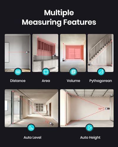 70M Laser Measure Device, MiLESEEY 229ft Digital Laser Tape Measure with Upgrade Electronic Angle Sensor, ±2mm Accuracy, Area Measurement, Volume and Pythagoras, 2"LCD Backlit, Mute, Battery Included - Image 5