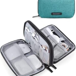 bagsmart Electronics Organizer Travel Case, Cable Organiser Pouch, Travel Essentials, Tech Organiser, Travel Accessories Bag for Charging Cable, Flash Drive, Power Bank, USB, Dark Green