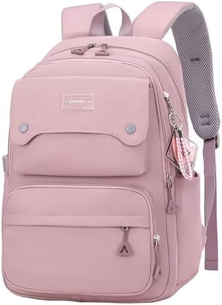 Solid Color School-Bags Backpacks for Teens Girls, Multi-pocket Elementary Girls Bookbags,Lightweight Casual Daypack