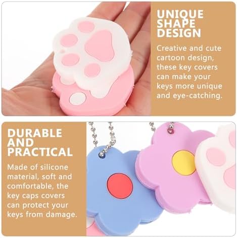 4Pcs Cat Claw Key Covers Cute Silicone Key Caps for House Keys Protector Accessories Identifiers Caps for Keychain Backpack Handbag Women Girls - Image 6