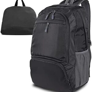 Lightweight Hiking Backpack, Foldable Outdoor Camping Hiking Travel Multi-functional Camping Trekking Rucksack Travel Climbing Mountaineer Outdoor Sport Daypack Bag for Men Women (Black)