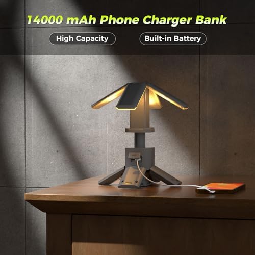 Telescopic Camping Lights Rechargeable 14000 mAh Led Multifunction Magnetic Lanterns Job Site Lighting Cordless Dimmable Camping Tent Lamp Portable Power Supply 6000LM IPX5 Waterproof (Space Gray) - Image 6