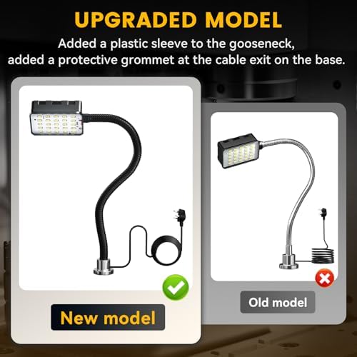 Magnetic Work Light, 15W 6000K LED Machine Light with Flexible Gooseneck & Strong Magnetic Base for Workbench, Sewing, Lathe, Grill, Shop, Industrial Lighting (Black-Upgrade) - Image 2