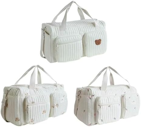 Diaper Bag Quilted Baby Large Capacity Weekender Travel For Hospital And Travel-bear - Image 7