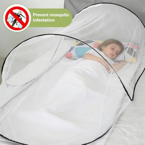 Foldable Mosquito Net, Ultra Light Pop up Mosquito Net, Portable Portable Camping Tent with Zip, Easy & Fast Installation, Travel Mosquitonet for Home Outdoor Camping (White) - Image 4