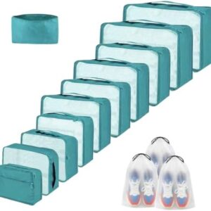 14 PCS Extra Large Packing Cubes Various Sizes Suitcase Organiser Bags Lightweight Packing Bags for Suitcases (14, Teal)