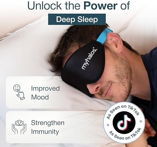 MyHalos® 100% Blackout Sleep Masks for Women & Men - Zero Eye Pressure Eye Mask for Sleeping -Our Halo Sleep Mask Includes a Storage Pouch- Black Eye Mask for Travel or Blindfold - Image 4