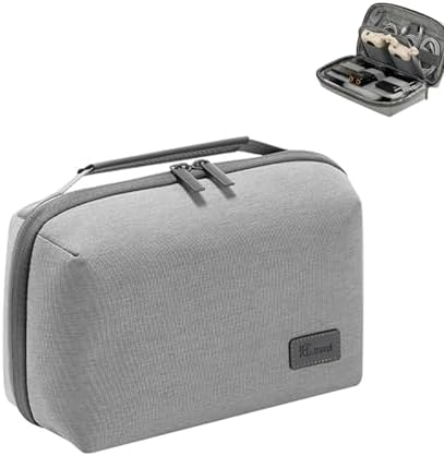Electronics Accessories Cable Organiser Bag,Water-Resistant Tech Pouch,Double Layer Travel Essentials Gadget Case for Cables,Charger,Power Bank,Phone - Portable Storage Bag for Men Women,Grey