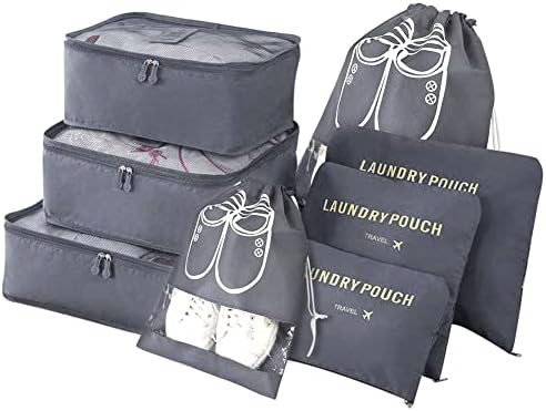 Vicloon Multifunction Packing Cubes - 8 PCS Organizer Packing Bags for Suitcase, Travel Essentials with Shoe Bag, Storage Accessories