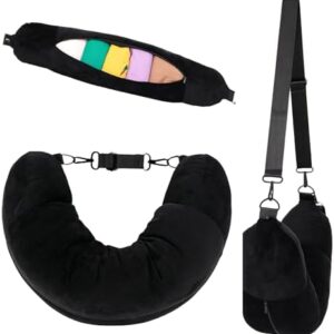 Comforso 2-in-1 Storage Neck Bag and Stuffable Neck Pillow for Travel | Soft Fillable U-Shaped Flight Pillow Space-Saving Car Travel Accessory for Long Trips on Plane Train with Adjustable Strap