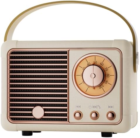 Retro Portable Bluetooth Speaker Teenage Girls Gifts Birthday Presents for Women,Her&Him,Kids,Adults,Boy Bluetooth Speaker Hands-Free Calling Support AUX,TF Card/U-Disk Bedroom Decor XMAS Gifts(Beige)