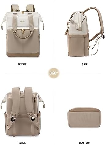 LOVEVOOK Backpack Womens, 15.6 inch Laptop Rucksack Bag for Ladies, Waterproof Daypacks for Office Teacher Nurse, Fashion School Bags with USB Port for Work University Travel Business, Beige Khaki - Image 6