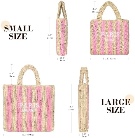 Straw Beach Bag for Women Summer Woven Tote Bag Packable Straw Purses and Handbags for Vacation Holiday - Image 6