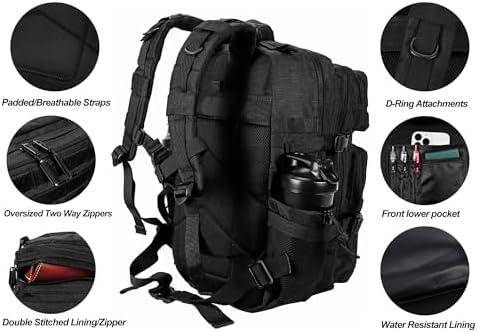 LHI Military Tactical Backpack for Men and Women 45L Large waterproof Rucksack for School, Hiking, Trekking, Hunting - Image 5