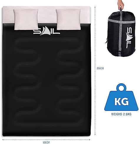 SAIL Double Sleeping Bag with 2 Pillows Extra Large 3-4 Season Lightweight,Waterproof Indoor & Outdoor Use for Adults for Hiking, Backpacking and Camping - Image 7