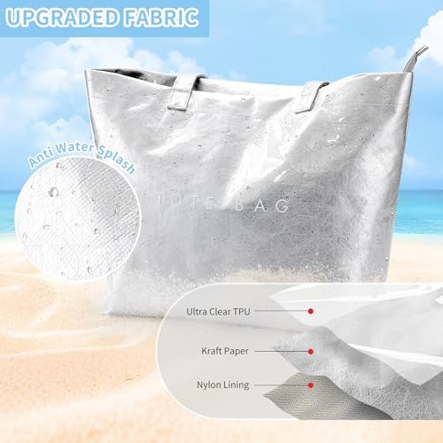 KALIDI Large Beach Bag for Women,Waterproof Tote Bag with Zipper Clear PVC Handbag for Travel Work Dating Shopping - Image 4