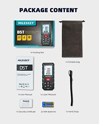 Laser Measure Device 50M, MiLESEEY Laser Distance Meter With 2 Spirit Level Bubbles, ±2mm Accuracy, 2 inch LCD Backlight, Pythagorean Mode, Measure Distance, Area/Volume Calculation, Home Fitting - Image 9