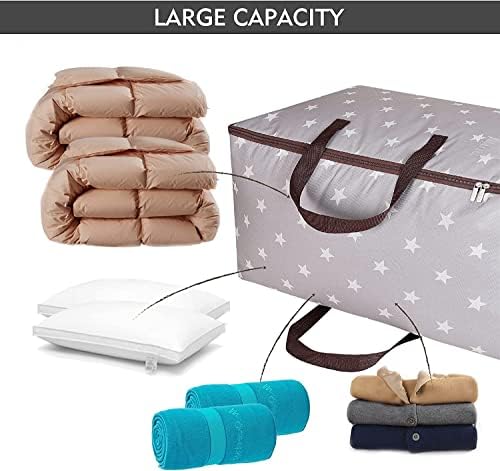 DOKEHOM 3-Pieces 105L Large Storage Bag, Fabric Clothes Bag, Thick Ultra Size Under Bed Storage, Moisture proof (Grey, 3 Pack) - Image 5