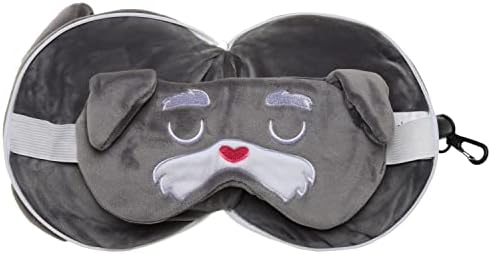 Puckator Relaxeazzz Dog Squad Round Plush Travel Pillow & Eye Mask - Sleep Eye Mask Masks - Kids Travel Accessories For Sleeping Airplane - Flight Plane Neck Pillow Pillows - Image 3