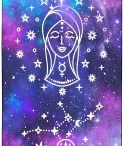 Virgo Zodiac Sign Beach Towel for Astrology Fans, Extra Large 180x90 cm 250GSM Microfibre, Sand Free Quick Dry, Ideal Vacation Gifts with Carry Bag for Pool Cruise Camping