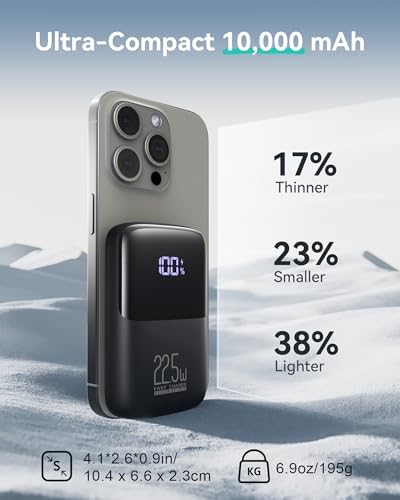 INIU Power Bank, Ultra Compact 10000mAh 22.5W Fast Charging Portable Charger, Flight-Safe Travel USB C External Phone Battery Pack with LED Display & Stand for Xiaomi iPhone 17 Samsung S26 Google etc - Image 2