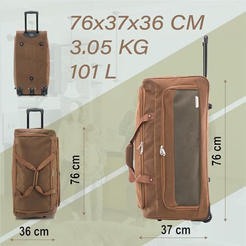 FLYMAX 30" Large Suitcase Faux Leather Lightweight Luggage Travel Trolley 100L - Image 3