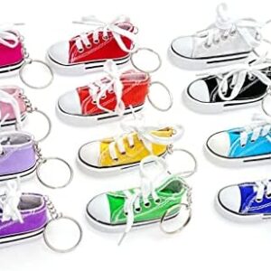 JZK 12x Mini sneakers keychains, canvas shoes keyrings for party favours, birthday party giveaways for boys girls, backpack key chains, graduation party favours, children party keepsakes