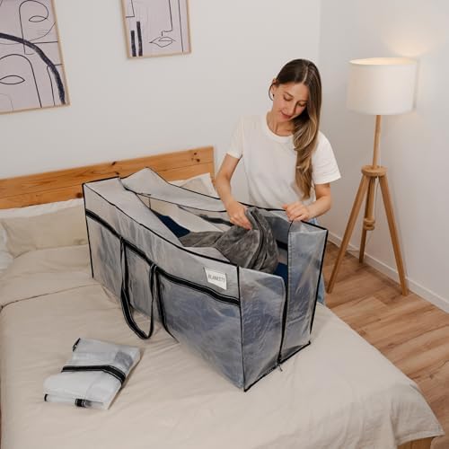 VENO 1 Pack Extra Large Moving Bags, Christmas Tree Storage Bin,Heavy Duty Moving Boxes, Large Storage Bins with Lids Alternative for College, Packing Supplies Essentials (Clear, 1 Pack) - Image 7