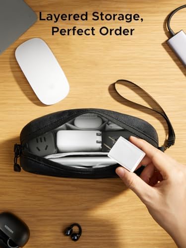 UGREEN Travel Tech Pouch, Cable Organiser Bag, Travel Essentials Organiser, Water Resistant, Internal Zipper Layers, Carry Storage Bag for Power Bank, Charger, Adapter, Cable, HDD, Daily Items(S) - Image 3