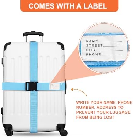 Luggage Straps, 8 Pcs Adjustable Suitcase Straps Belts with 4 Pcs Metal Luggage Tags Heavy Duty Adjustable Suitcase Belts - Image 3