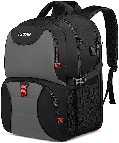 Extra Large 50L Travel Laptop Backpack for Men,Lunch Backpack 17 Inch Anti-Theft Business Work Bag with USB Charging Port,Water Resistant Big Computer Rucksack for Men Women College School Gift Grey
