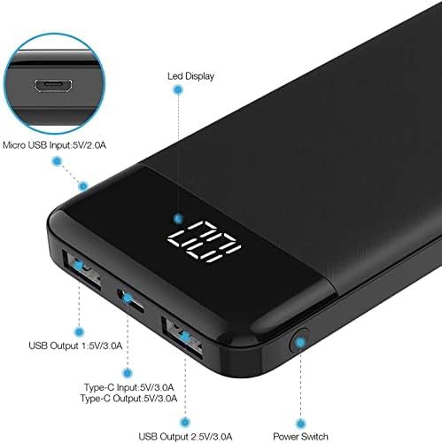 Charmast Power Bank Quick Charge 10400mAh USB C Power Bank Ultra Slim Portable Charger LED Display Power Pack Compatible with Smartphone iPhone Huawei and More - Image 8