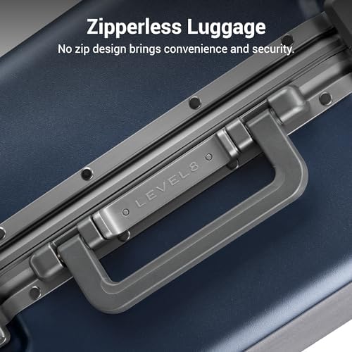 LEVEL8 Zipperless Luggage Carry on Suitcase with Protection Cover - Alluminium Hard Frame 20 Inch Trolley PC Hardside Spinner Suitcase Double TSA for Airline Hegent,Blue - Image 7