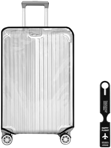 Clear Suitcase Cover 30 inch, Waterproof PVC 30 inch Large Suitcase Covers Protectors Luggage Cover, Transparent Luggage Protector with Tag, Anti-Scratch Protector for Wheeled Suitcases