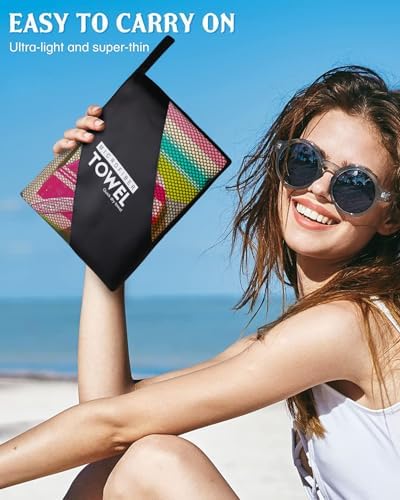Flip Flop & Starfish Beach Towel, Extra Large 180x90 cm 250GSM Microfibre, Sand Free Quick Dry, Ideal Vacation Gifts with Carry Bag for Pool Cruise Camping - Image 8