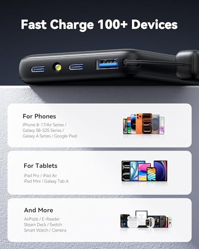 INIU 45W Fast Charging Power Bank, 40% Smaller 10000mAh with Detachable Cable, Flight-Safe Travel Portable Charger, USB C Mobile Phone Portable Powerbank for iPhone 17 16 15 Pro iPad Samsung S25 etc - Image 6