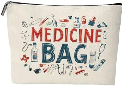Travel Medicine Bag, Medication Bag for Travel, Medicine Bags for Travelling for Travelling Meds Toiletry Bags Portable Make Up Zipper Pouch for Medication Pills Med Kit Bag for Bedroom