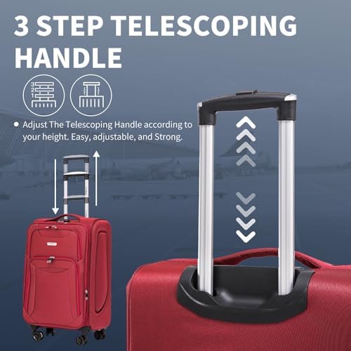 FLYMAX 29" Large Super Lightweight 4 Wheel Suitcase Luggage Expandable with Wheels Red - Image 6