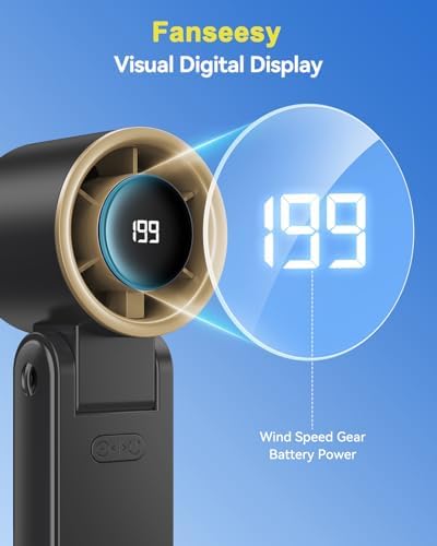 Portable Handheld Turbo Fan, 199 Gear Speed, 24 Hs Cooling Time, 5500mAh Rechargeable Mini Personal Hand Fan, Foldable Design, Travel Essentials, Beach Vacation, Gifts for Women,Men,Black Gold - Image 8