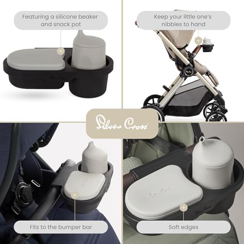 Silver Cross Snack Tray, Pram Accessories | Attaches to Pram Bumper Bar, Made from BPA-free, PVC-free, 100% silicone, Dishwasher-safe beaker and snack pot - Image 3