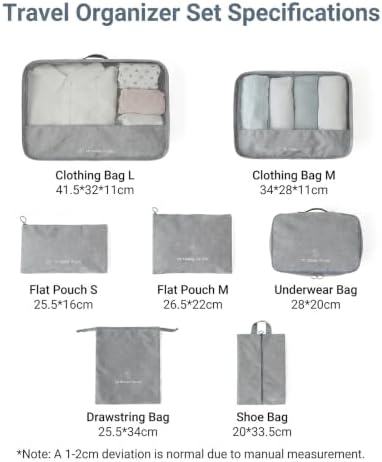 Suitcase Bags Organisers, 7 Set Compression Packing Cubes Space Saving | Travel Packing Cube with Mesh Visible Travel Accessories Set for Suitcase Backpack - Image 2