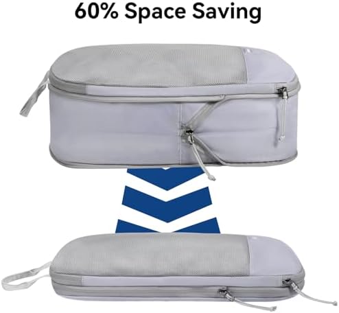 Voova 6 Set Compression Packing Cubes for Suitcases Backpack, Expandable Luggage Suitcase Organiser Bags Set, Packing Organizers for Men Women, Travel Organisers Cubes for Travel Essentials, Grey - Image 4