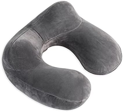 Inflatable Travel Pillow, Neck Pillow Support for Traveling, Airplanes, Cars, and Offices with Compact Carrying Bag, Soft Velvet Washable Cover, Ideal for Adult Sleepers (Grey) - Image 3