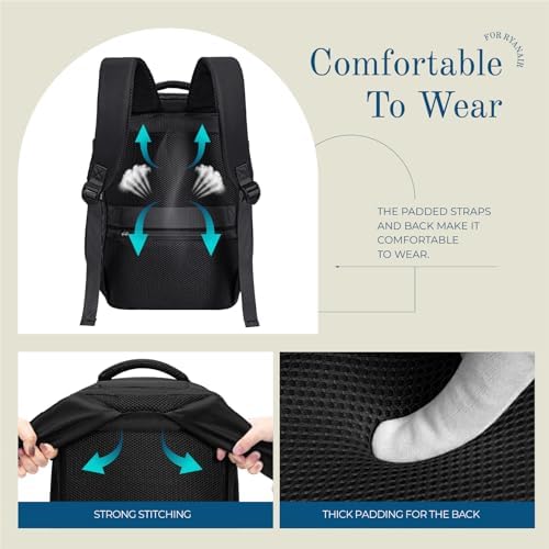 Lossga for Ryanair Cabin Bags 40x30x20,Travel Backpack 40x30x20 Cabin Bag Underseat Carry on Travel Bag 24L Hand Luggage Bag with Hidden Anti-Theft Bag Airline Approved for Women and Men - Image 7